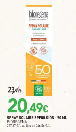 naturéO Bioregena spray solaire spf50 kids offre