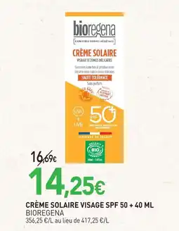 naturéO Bioregena crème solaire visage spf 50 + 40 ml offre