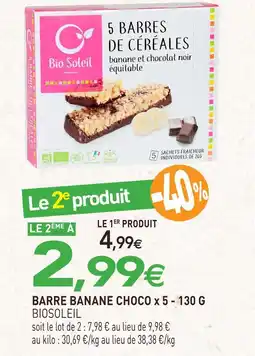 naturéO Biosoleil barre banane choco offre