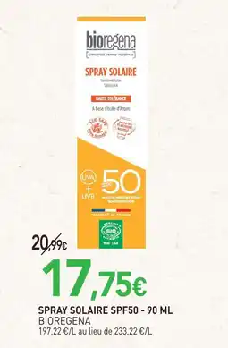 naturéO Bioregena spray solaire spf50 offre