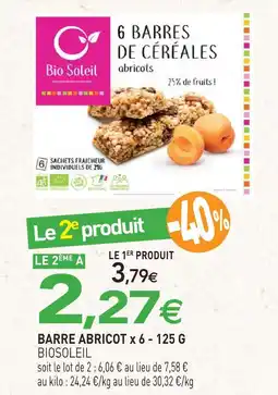 naturéO Bio soleil barre abricot x 6 offre