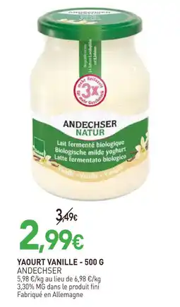 naturéO Andechser yaourt vanille - 500 g offre