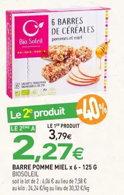 naturéO Biosoleil barre pomme miel x 6 - 125 g offre