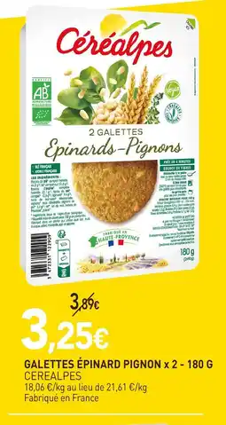 naturéO Cerealpes galettes épinard pignon x 2 - 180 g offre