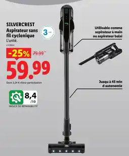 Lidl Silvercrest aspirateur sans fil cyclonique offre