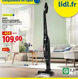 Lidl Bosch aspirateur rechargeable ready'y bbh2l2led série 2 offre