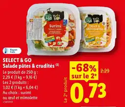 Lidl Select & go salade pâtes & crudités offre