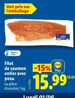 Lidl Lidl filet de saumon entier avec peau offre