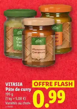 Lidl Vitasia pâte de curry offre