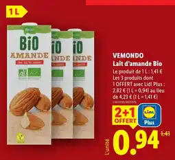 Lidl Vemondo lait d'amande bio offre
