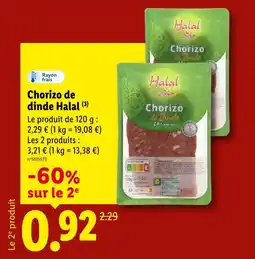 Lidl Chorizo de dinde halal offre