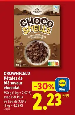 Lidl Crownfield pétales de blé saveur chocolat offre