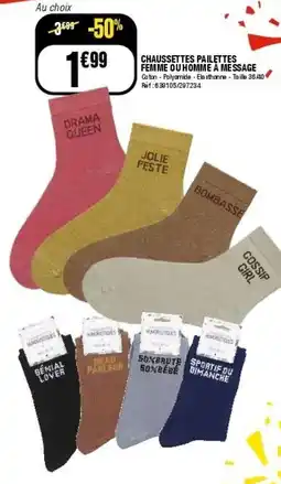 La Foir'Fouille Chaussettes pailettes femme ou homme a message offre