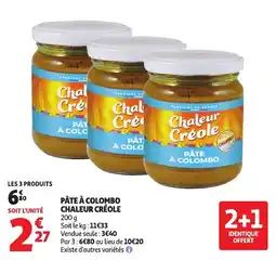 Auchan Chaleur Créole Pâte à colombo offre