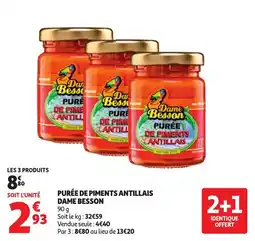 Auchan Dame Besson Purée de piments antillais offre