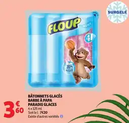Auchan Paradis Glaces Bâtonnets glacés barbe à papa offre