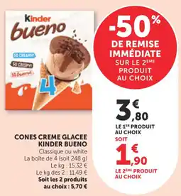 Bi1 Kinder Bueno Cones creme glacee offre