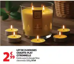 Auchan Lot de 24 bougies chauffe-plat citronnelle offre