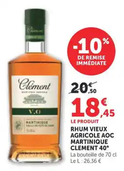 Bi1 Clement 40° Rhum vieux agricole aoc martinique offre