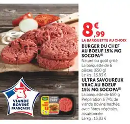 Bi1 Socopa Burger du chef au boeuf 15% mg offre