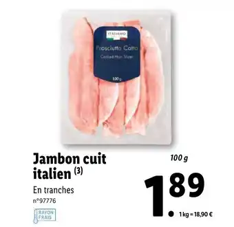 Lidl Jambon cuit italien offre