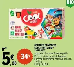 E.Leclerc GOURDES COMPOTES COOL FRUITS BIO VITABIO offre