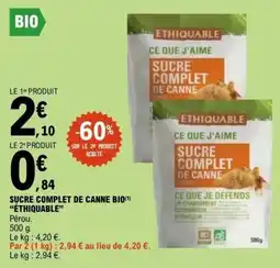 E.Leclerc SUCRE COMPLET DE CANNE BIO ÉTHIQUABLE offre