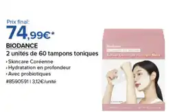 Costco BIODANCE 2 unités de 60 tampons toniques offre