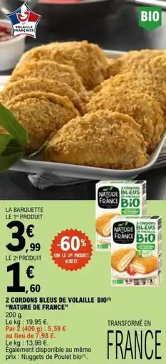 E.Leclerc 2 CORDONS BLEUS DE VOLAILLE BIO offre