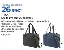 Costco TITAN S Sac fourre-tout 25 canettes offre