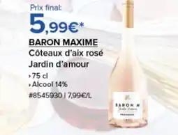 Costco BARON MAXIME Côteaux d'aix rosé Jardin d'amour offre