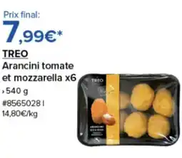 Costco TREO Arancini tomate et mozzarella x6 offre