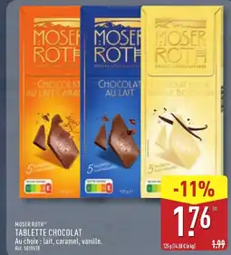 ALDI MOSER ROTH Tablette chocolat offre