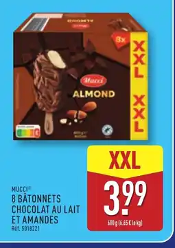 ALDI MUCCI 8 bâtonnets chocolat au lait et amandes offre