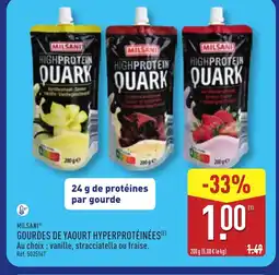 ALDI MILSANI Gourdes de yaourt hyperprotéinées offre