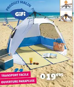 Gifi Abri de plage ouverture parapluie offre