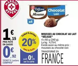 E.Leclerc E.leclerc - mousses au chocolat au lait offre