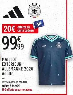 Intersport Adidas maillot extérieur allemagne 2026 offre