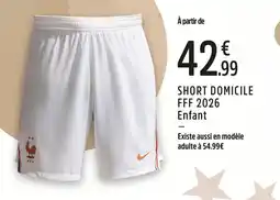 Intersport Nike short domicile fff 2026 offre