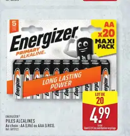 ALDI ENERGIZER Piles alcalines offre