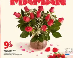 Auchan Bouquet de 12 roses + gypsophile offre