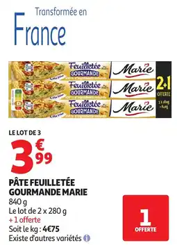 Auchan Pâte feuilletée gourmande marie offre