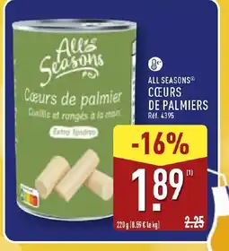 ALDI ALL SEASONS Cœurs de palmiers offre