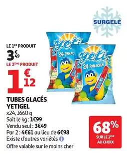 Auchan Tubes glacés yetigel offre