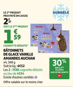 Auchan Bâtonnets de glace vanille amandes auchan offre