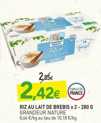naturéO Grandeur nature riz au lait de brebis x 2 offre