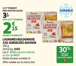 Auchan Lasagnes bolognaise xxl surgelées auchan offre