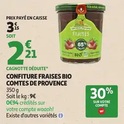 Auchan Confiture fraises bio comtes de provence offre