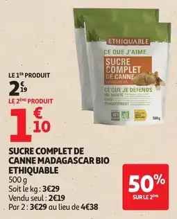 Auchan Sucre complet de canne madagascar bio ethiquable offre