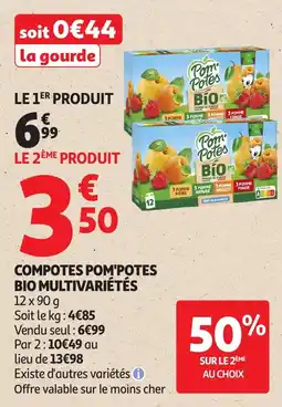 Auchan Compotes pom'potes bio multivariétés offre